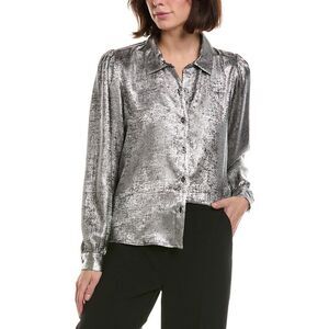 Frame Denim Womens Frame The Shiny Staple Blouse, Gray
